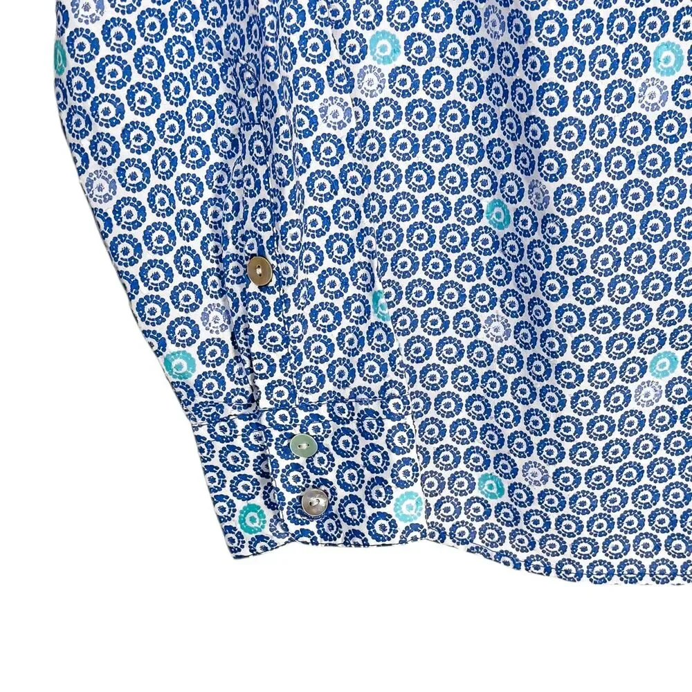 Vineyard Vines Women's Shirt Button Up Blue White Textured Dot Preppy Top Size 4